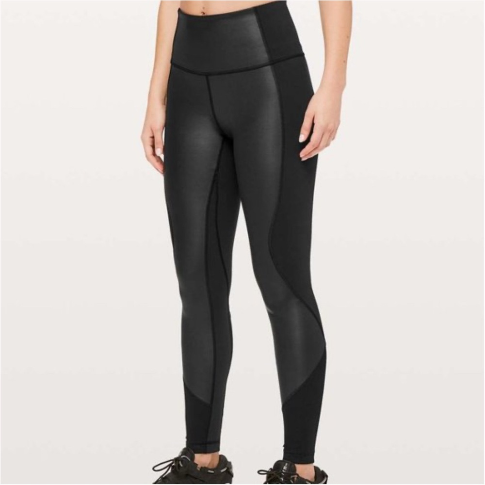 Lululemon Wunder Under Leggings High Rise Tight Shine size 6